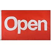 AZ FLAG - Open Red Flag - 3x5 Ft - 100D Polyester It'S Open Banner with Two Metal Grommets - Fade Resistant - Vivid Colors - 3' x 5' Feet - 150x90 Cm