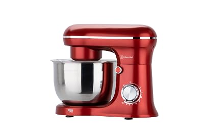 CULINARY CHEF Retro Electric Stand Mixer, 4.75 Quart / 4.5L, 8 Speeds with Whisk, Dough Hook, Flat Beater Attachments, Splash Guard (RED)
