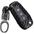 ROYALFOX(TM 2/3 Buttons flip Remote Key Fob case Cover for 2015 2016 2017 2018 2019 Ford F150 F250,Focus 3 Escort Kuga Everest Fiesta Mustang Edge MKV Fusion 2016 Ranger (Silicone Carbon Fiber)