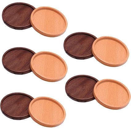 10Pcs Holzink-Coaster 90 * 13mm 3.14In Inner Durchmesser Elm Black Walnut Material Kitchen Bar Home Office Public Area Shoppi