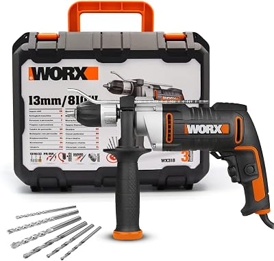 | Taladro percutor 810W | WX318 | 3.000 r.p.m | 48.000 i.p.m | portabrocas de 13mm | control de velocidad variable | Incluye maletín, 3 brocas HSS y 3 brocas para hormigón