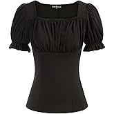 Scarlet Darkness Peasant Tops for Women Vintage Puff Sleeve Square Neck Renaissance Shirt