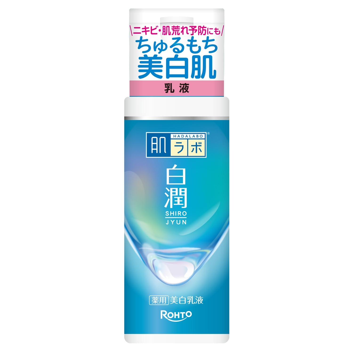 Rohto Hada Labo Shirojyun Medicated Whitening Milky Lotion, High-Purity Arbutin & Nanohyaluronic Acid, 140ml