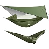 G4Free Large Camping Hammock with Mosquito Net and Rain Fly- 2 Person Portable Hammock with Bug Net and Tent Tarp for Outdoor