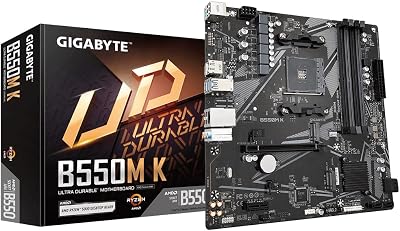 Gigabyte B550M K Motherboard AMD Ryzen 5000 4 DIMM DDR4 PCIe 4.0 M.2 GbE