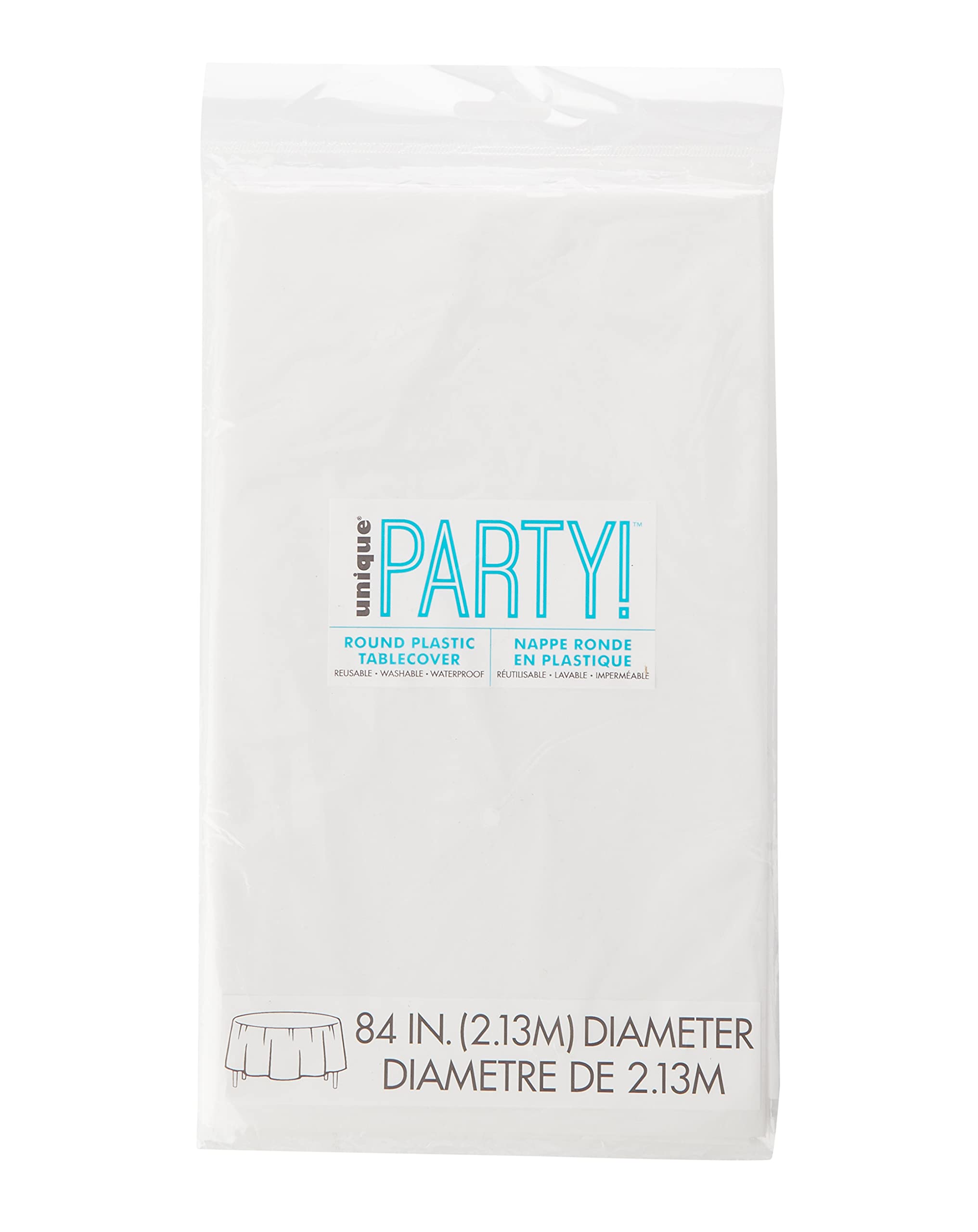 White Solid Round Plastic Table Cover (213cm) 1 Count – Vibrant & Durable Party Essential for Easy Cleanup and Decoration