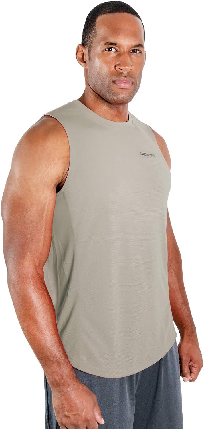 DEVOPS 3 Pack Men's Muscle Shirts Sleeveless Dri Fit Gym Workout Tank Top: Clothing
