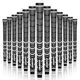 Champkey Multi Compound Golf Grips Set of 13 (5 Oz Solvent,Hook Blade,15 Tapes & Vise Clamp Available)-Choose Between 13 Grips & All Repair Kits and 13 Grips & 15 Tapes (Black&Black, Standard Szie)