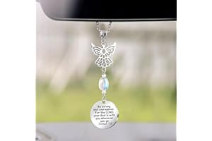 AUSICFEN Angel Car Charms Rear View Mirror Accessories Christian Car Jewelry,Guardian Angel Hanging Ornament,Bible Religious Gifts,Rear View Mirror Accessories for Women Teen Girls Friends(Joshua 1:9)