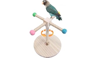 KINTOR Bird Stand Perch Toys, Portable Tabletop Perch,Interactive Spin Training Toys for Small Medium Parrots Parakeets Conures Lovebirds or Cockatiels (Table Bird Stand)