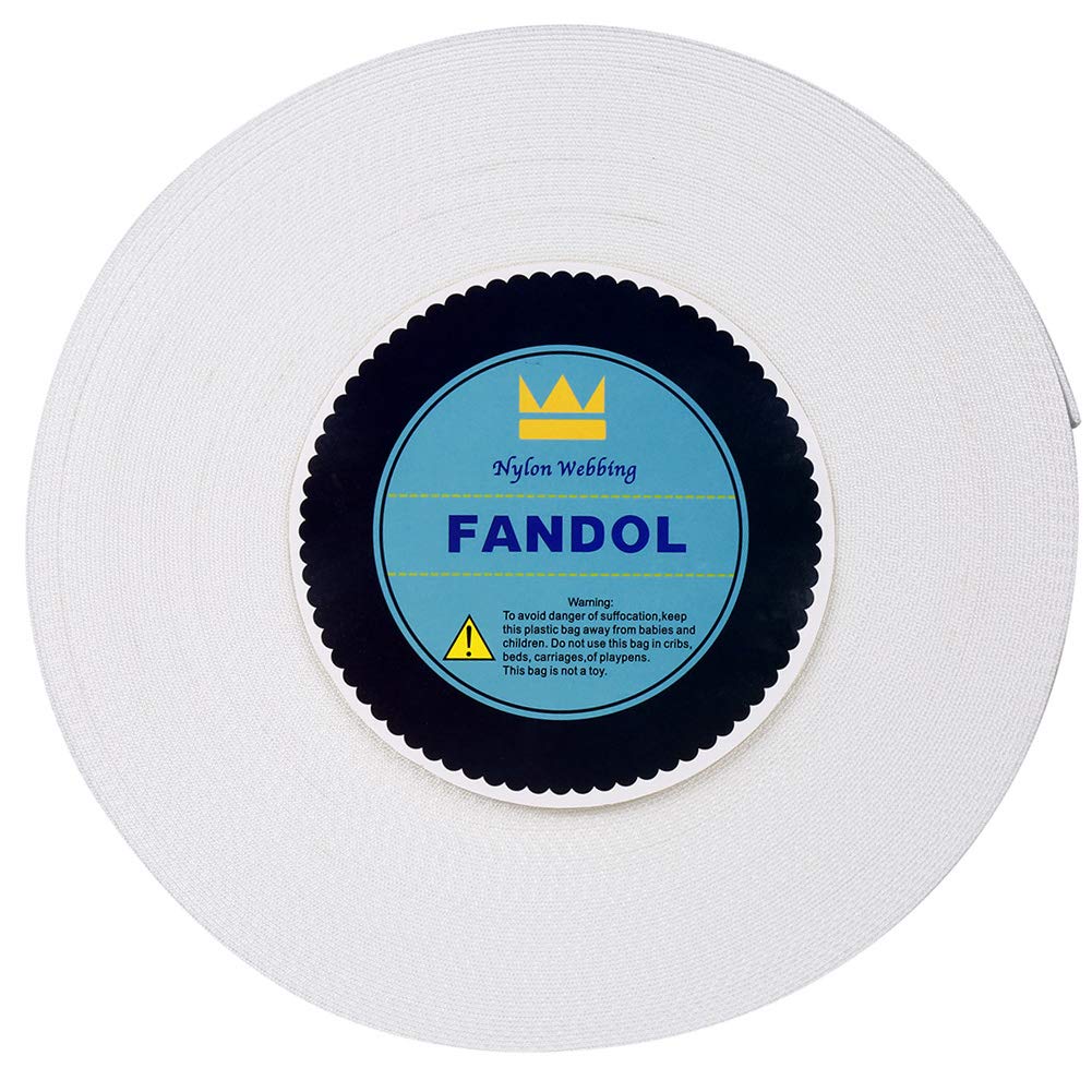 FANDOL Nylon Webbing - Heavy Duty Strapping for Crafting Pet Collars, Shoulder Straps, Seatbelt, Slings, Pull Handles - Repairing Furniture, Gardening, Outdoor Gear & More (1 inch x 10 Yards, White)