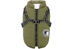 Gyuzh Dog Coat with Harness Winter Dog Coat Fleece Dog Jacket Waterproof Dog Coat Zipper Dog Jacket Puppy Coat Small Dog Clothes Dog Coat with Reflective Harness for Smal Medium Large Dogs S-4XL