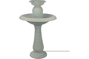 BERNINI FOUNTAINS Bernini Avola Outdoor Fountain - 33.5" Tall Garden Fountain with 6 Waterfall Spouts, Corded Patio Water Fountain for Zen Sound, Beautiful Garden Water Features Decor Piece (Sandstone)