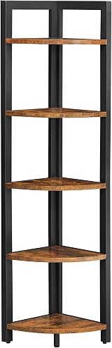 VASAGLE 5 Tier Corner Bookcase Industrial Style Rustic Brown Black LLS803B01 view 1