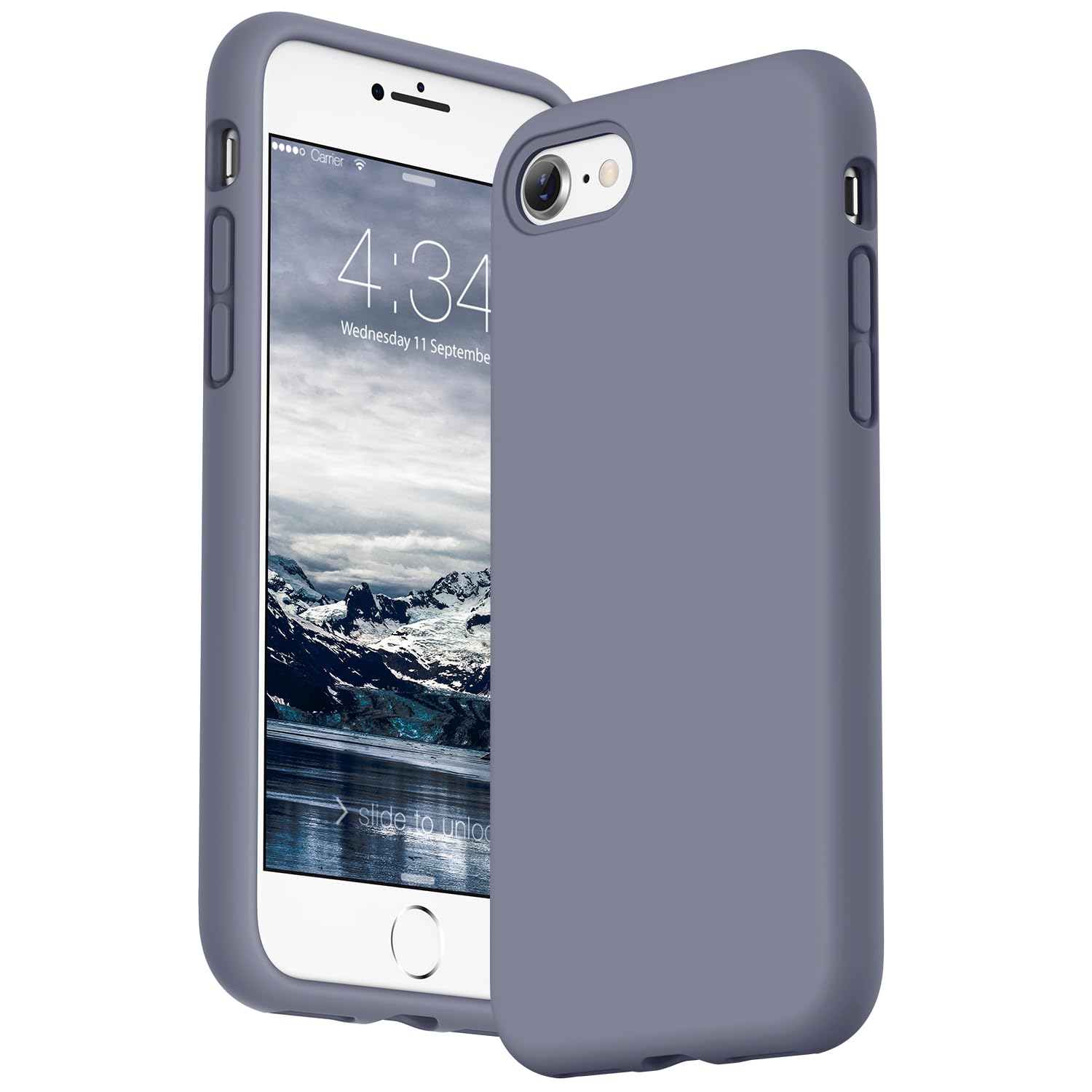 SURPHY Designed for iPhone SE Case, iPhone 8 Case, iPhone 7 Case, Liquid Silicone Phone Case for iPhone se 3rd 2nd SE 2022 SE 2020, Lavender Gray