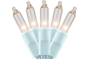 YULETIME 200 Clear Christmas Lights with White Wire, Pack of 2 Strands of 21 ft 100 Count UL Certified Incandescent Mini String Light (Clear - White Wire)