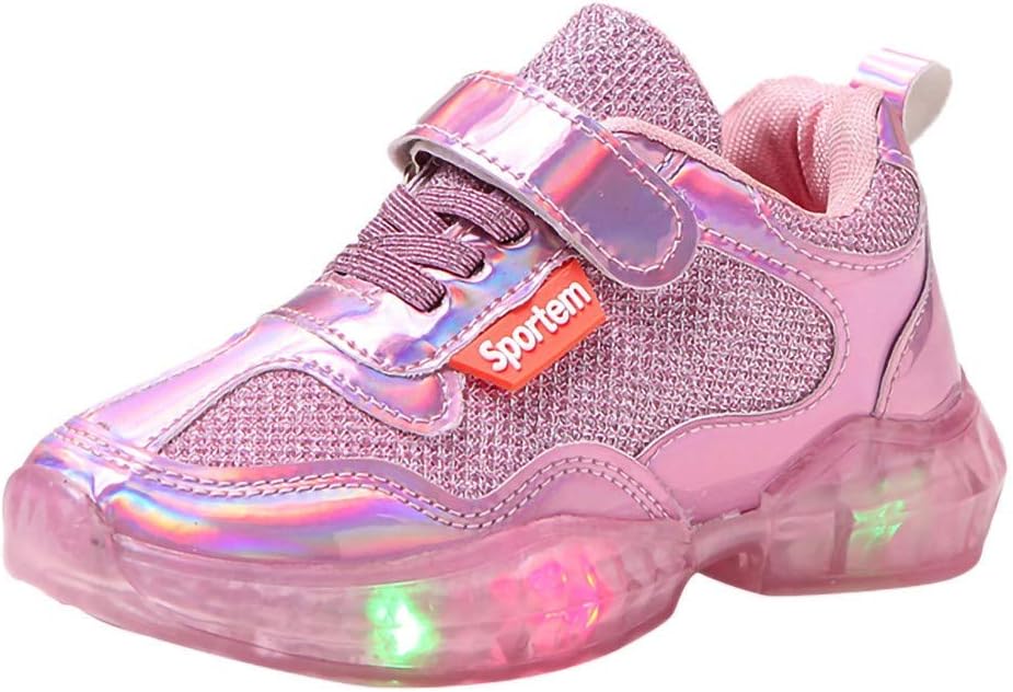 Haepe Kids Toddlers Baby Boys Girls Trainers Sneakers, Running Sport Flats Fastening Mesh Shoes Mesh Breathable led Running Shoes
