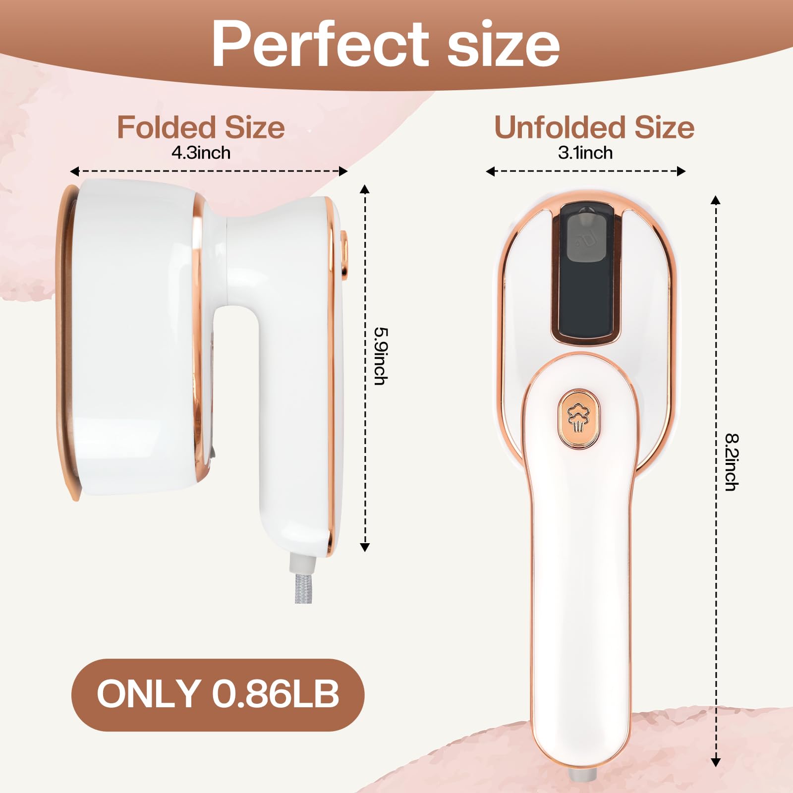 Mini Steam Iron and Portable Steamer for Clothes, 970W Handheld Garment Steamer Iron for Home Travel (White)