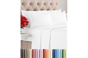 CGK UNLIMITED Queen 6 Piece Sheet Set - Comfy Breathable & Cooling - Ultra Soft Hotel Luxury Bedding Set w/ 8-16 Inch Deep Pockets - 1 Flat & 1 Fitted Sheet & 4 Pillowcases - Cozy, Wrinkle Free & Easy Care - White