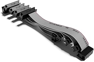 ExcelValley - 5-Pack - Eurorack Flat Ribbon Power Cables Modular Synth Synthesizer [10 to 16 Pins | 30 cm - 11.81"]