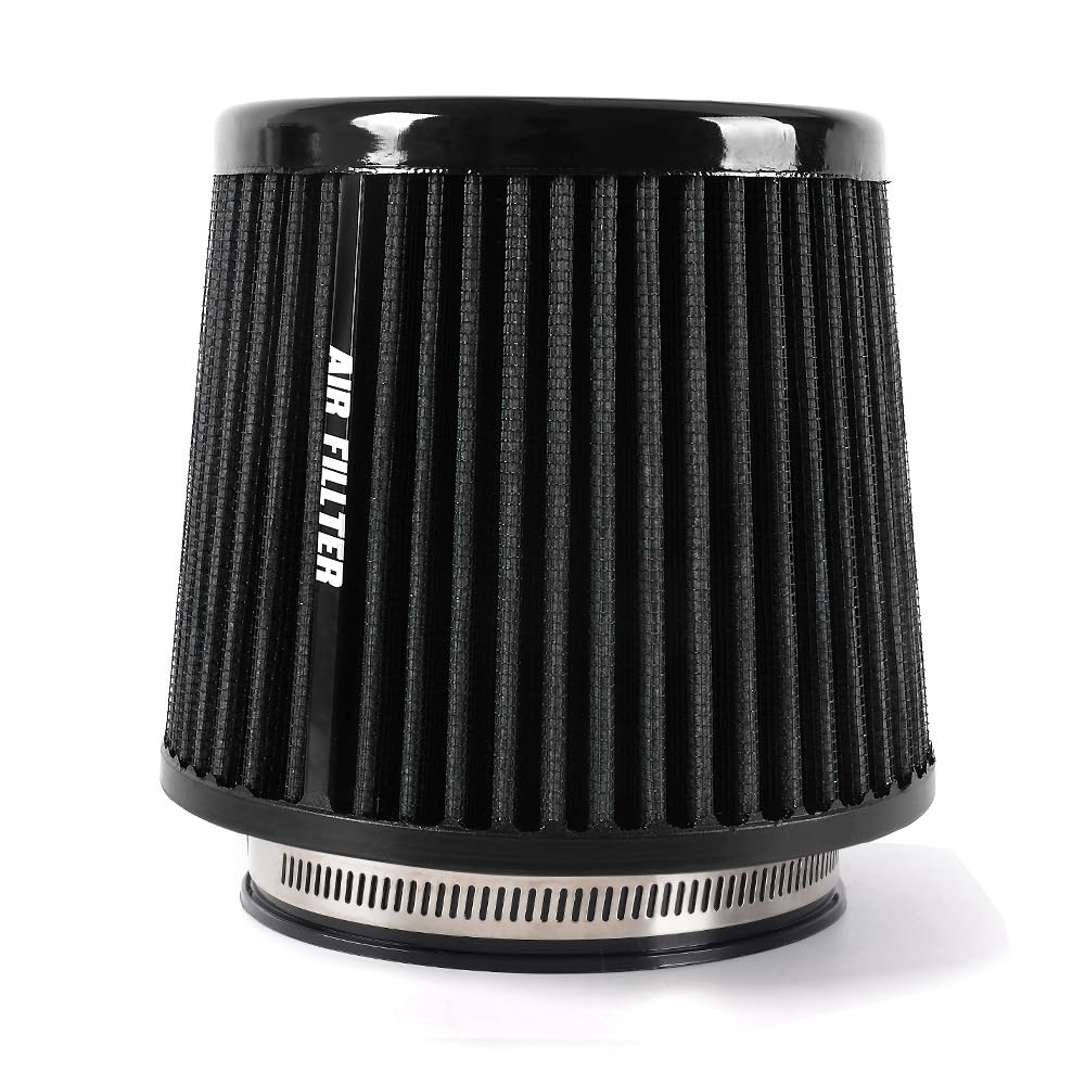 Photo 1 of 4-Inch Cold Air Intake Filter - Washable, High Performance, 3" or 3-1/2" or 4" Clamp-On Replacement Cone Air Filter Universal 3 Sizes in 1 Black