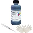 Aomya Ink Refill Kit 250ml Black Universal Dye Bulk Ink for Canon HP Epsn Brother Inkjet Printers Refillable Cartridge CISS CIS System (9 oz) with Syringe&Glove…