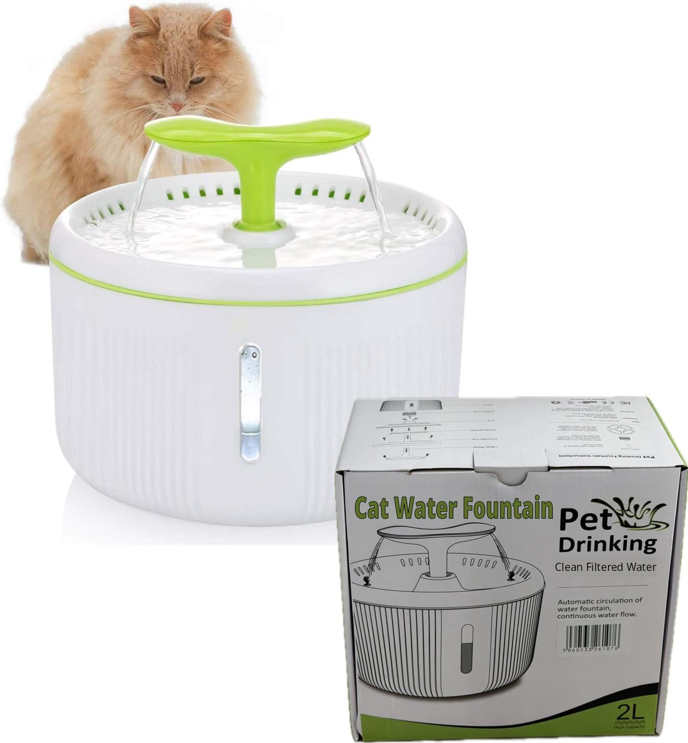 Pet Friend Deluxe Cat Fountain 2 Litre With Illuminated Water Level Indicator - Clean Purified Fresh Water Drinking Bowl For Cats And Small Dogs