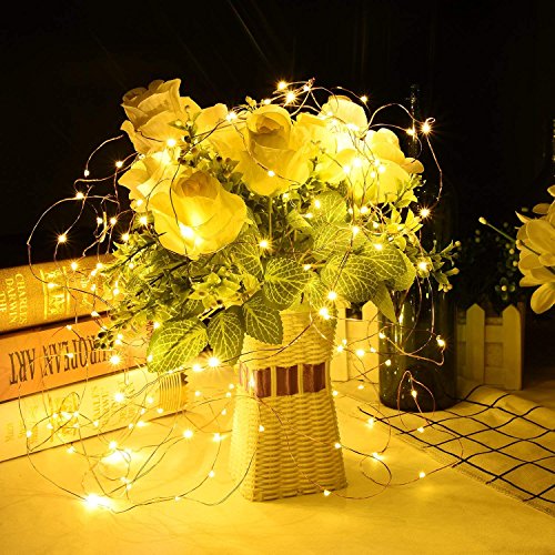 LightsEtc 8 Modes 2 Pack 33 Feet 100 Led Fairy String Lights with Battery Remote Timer Control Operated Waterproof Copper Wire Fairy Lights for Room Wedding Garden Party Wall Tree Decoration - Thumbnail 2