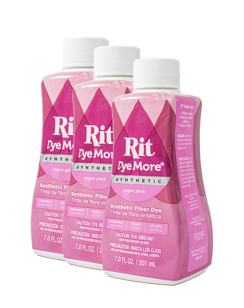 Rit Dye Liquid Synthetic 236ml Super Pink Pack of Three