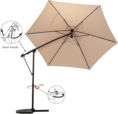 Amazon Com Grand Patio 10ft Offset Patio Umbrella 360 Rotation Outdoor Patio Cantilever Hanging Umbrellas W Cross Base Crank Handle Tilt And Swivel Function Garden Outdoor
