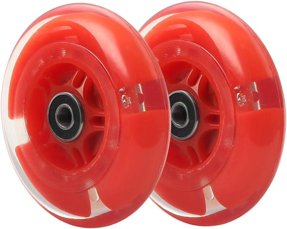 98mm Flashing Push Scooter Replacement Wheel Set, Upgrade Led Light Up Wheels for Razor Kick Scooter,2-Pack