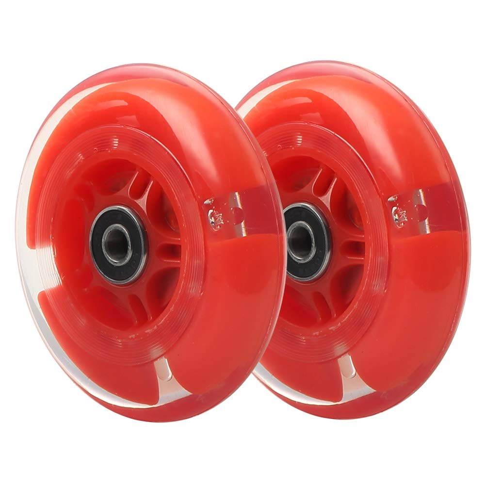 98mm Flashing Push Scooter Replacement Wheel Set, Upgrade Led Light Up Wheels for Razor Kick Scooter,2-Pack
