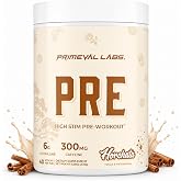Primeval Labs PRE High-Stim Pre Workout, Horchata | Energy, Focus &amp; Performance Formula | 300mg Caffeine | 40 Servings | Authentic Latino-Inspired Flavor
