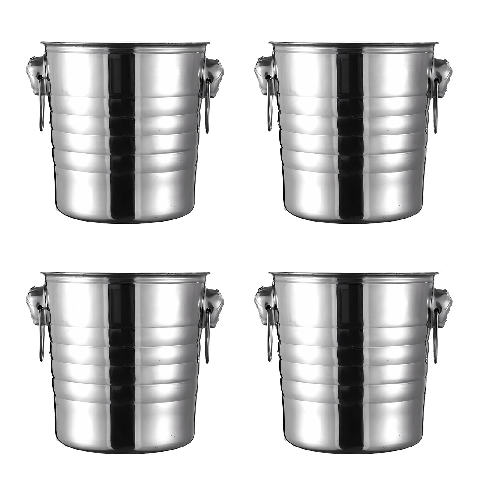 Photo 1 of 4 Pcs Stainless Steel Champagne Bucket, 3 Qt Double Wall Ice Bucket with Handles, Metal Wine Chiller for Champagne, Beer, Cocktails, Home Bar, Party Beverage Cooler (Sliver)