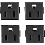 uxcell Panel Mount Plug Adapter AC 125V 15A 3 Pins Snag-in IEC Outlet Plug Power Connector Socket Straight Pack of 4