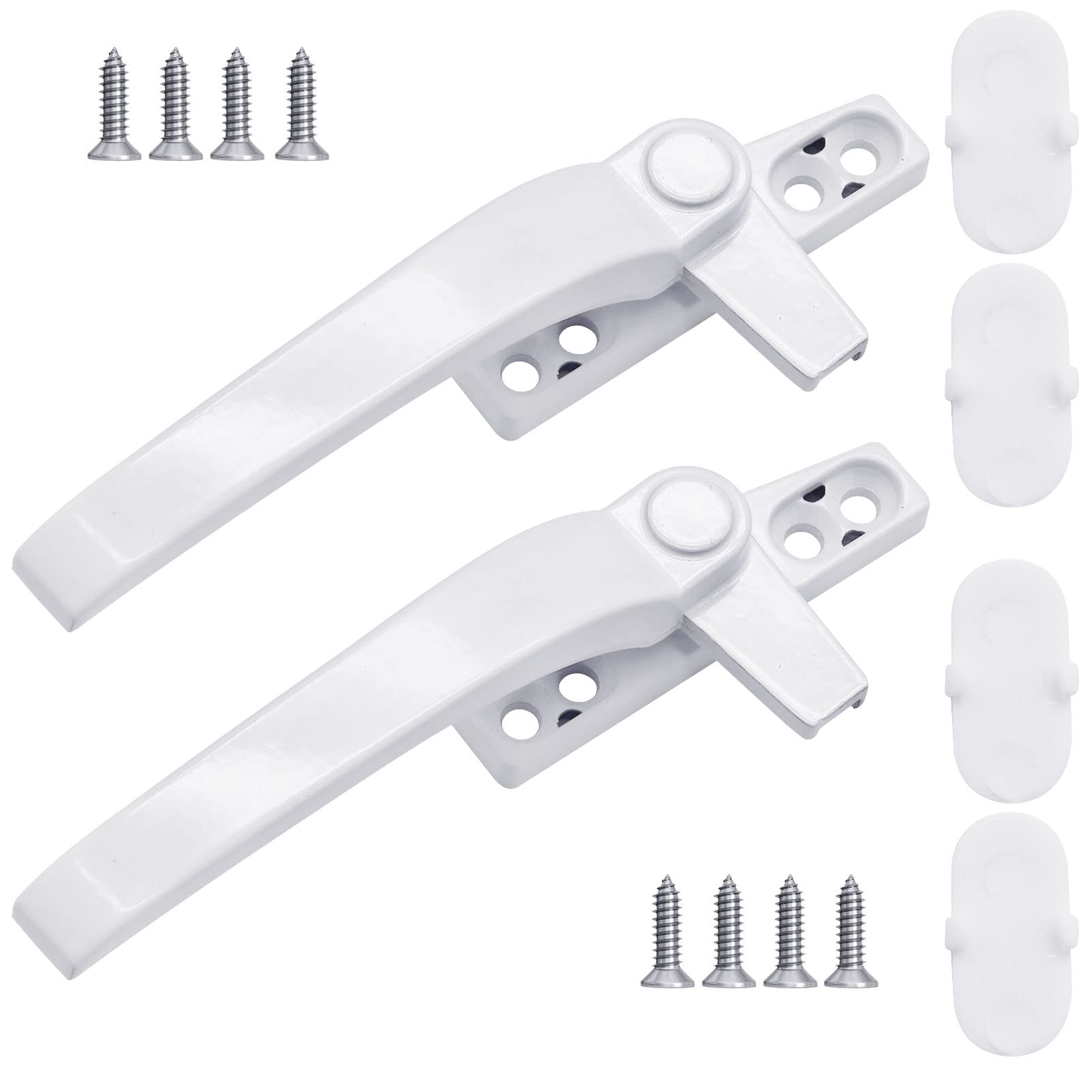 Yeelua Window Handles-A Pairs Universal White Replacement Right/Left Hand Aluminum Alloy Window Handles with Locks for uPVC Windows and Double Glazing(White)
