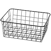 Sturdy Small Wire Storage Basket with Kitchen Food Pantry Papers Home Office Desk Shelf Bathroom Laundry Room Shelf Bedroom Bed Room