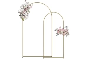 AEPOALUA Wedding Arch, Metal Arch Backdrop Stand, Balloon Arch Stand Wedding Frame for Ceremony Decoration (Gold, 7.2FT, 6FT Arch Backdrop)