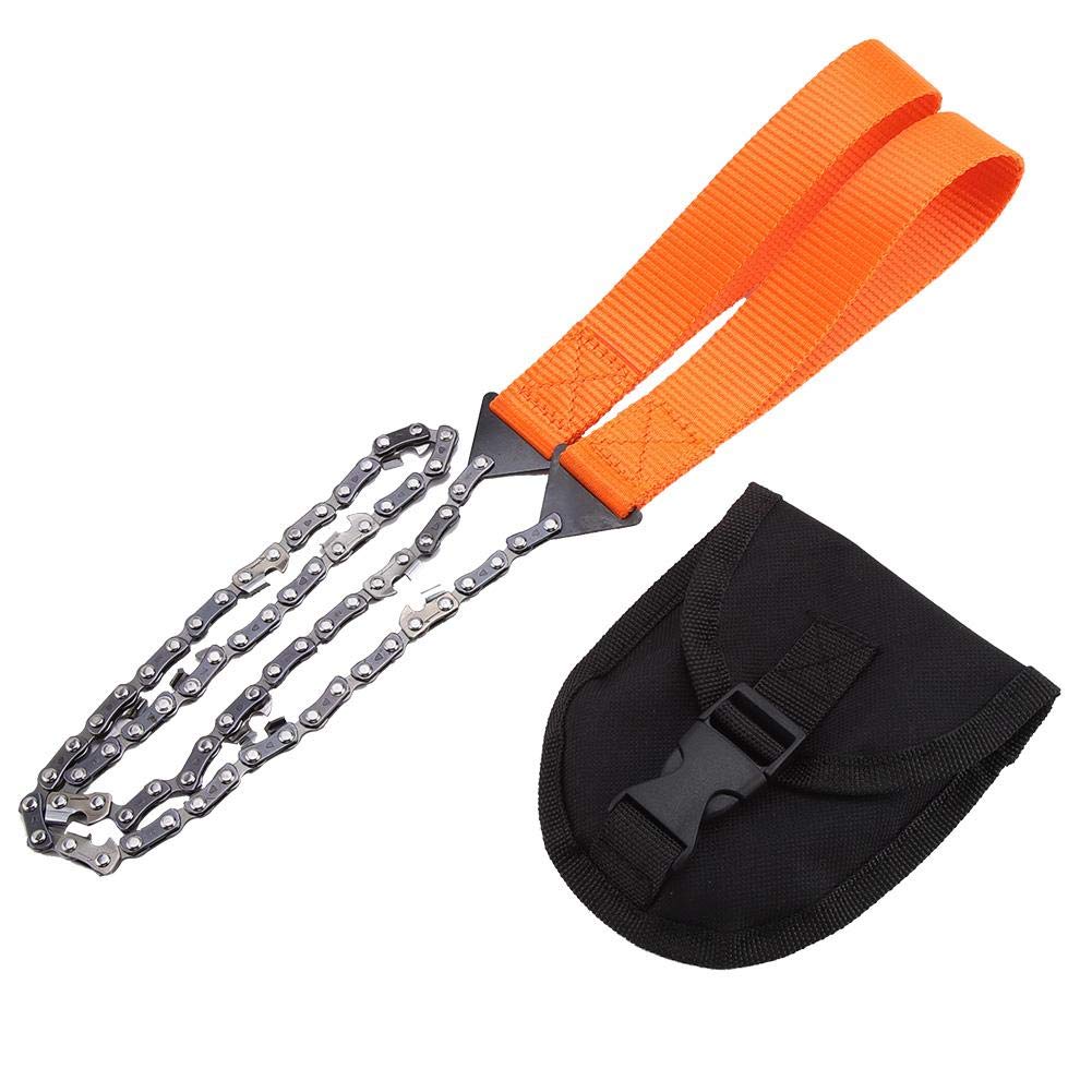 Fdit Survival Chain Saw, Portable Handheld Survival Chain Saw Emergency Chainsaw with Bag Camping Hiking Tool Situations Such as Campers Backpackers
