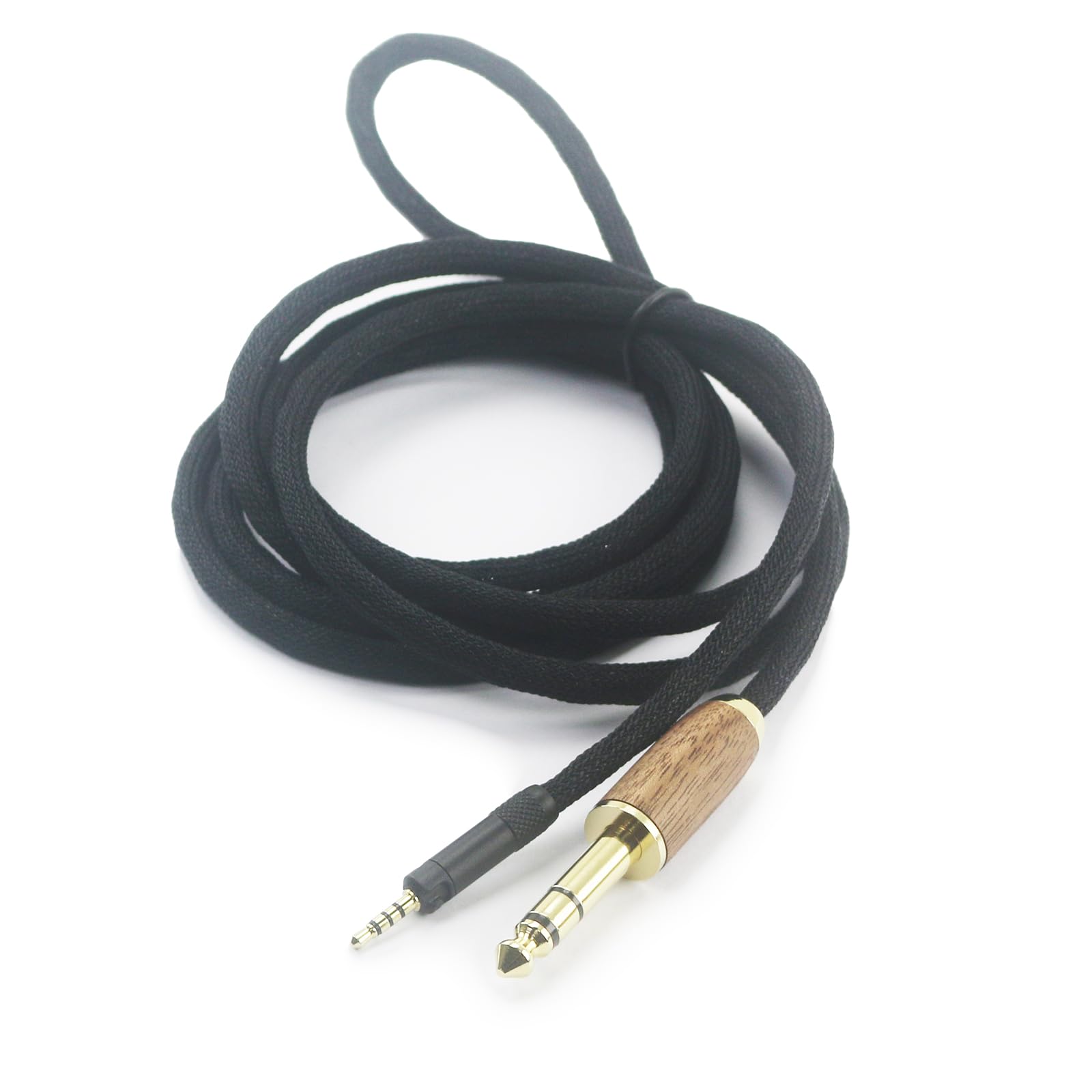 HansnBy 6.35mm Male Audio Cable 6N OCC Copper Silver Plated Cord Compatible with Sennheiser HD598 HD598 SE, HD560s HD598 Cs, HD598 SR, HD599, HD579, HD569, HD518 Headphone Walnut Wood Shell