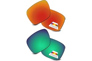 Bwake Replacement Lenses for Oakley Holbrook XL Set Sunglasses OO9417 - Fire Red + Sea Green POLARIZED