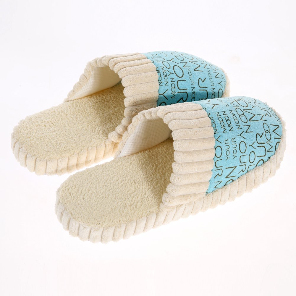 zibuyu unisex warm soft anti-slip letter cotton slipper shoes pink women men