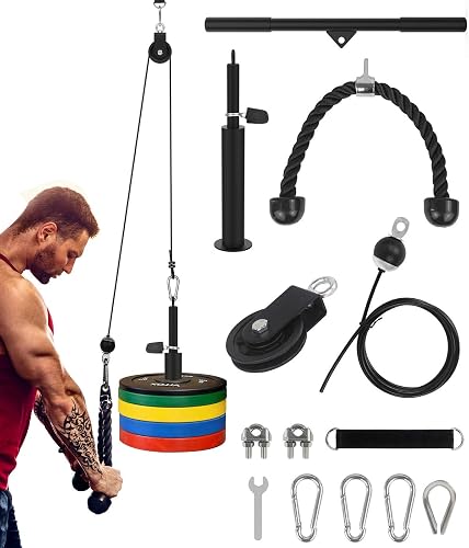 Wall-Mounted Cable Pulley System - Home Gym Lat & Tricep Machine, Steel Construction