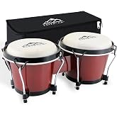 EASTROCK Bongo Drum 6&rdquo; and 7&rdquo; Bongos Set for Adults Beginners Professionals Tunable Wood and Metal Drum Percussion Instruments with Bag and Tuning Wrench（Red）