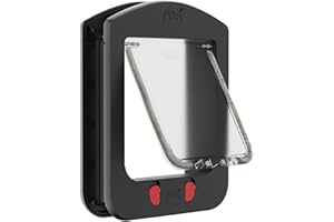 ALUMANI Cat Door for Cat or Doggie Dog, Upgraded Cat Door Interior Door with 4 Locking Modes, Safe and Durable, Cat Door for Exterior Door Frame Size 9.2" x 11.75"x 1.5".Black.