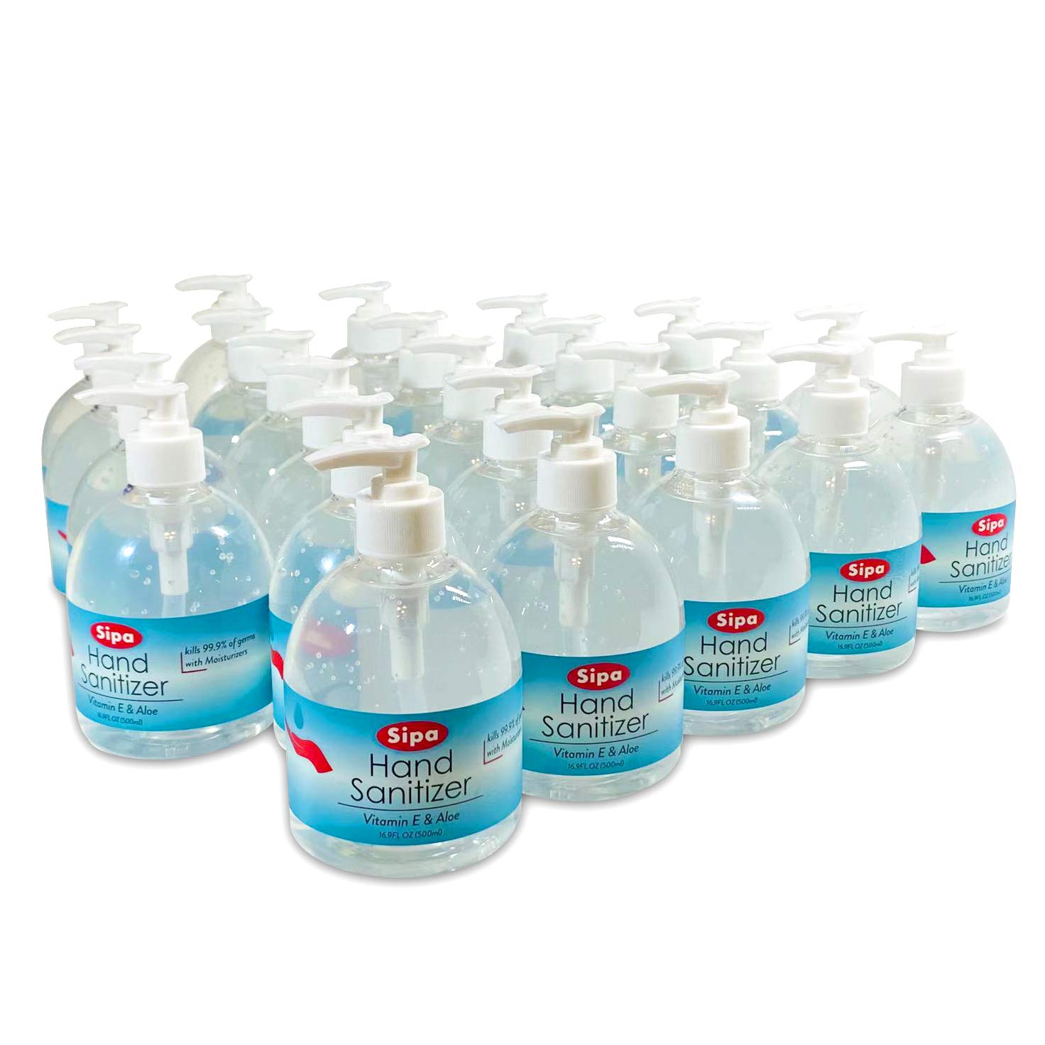 Sipa Hand Sanitize, 16.9 oz (500ml) each, Ethyl Alcohol 70%, with Vitamin E Formula…