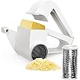 Cheese Grater with Handle, Rotary Cheese Grater,Vegetable, Chocolate, Hard Cheese & Nut Grater,White