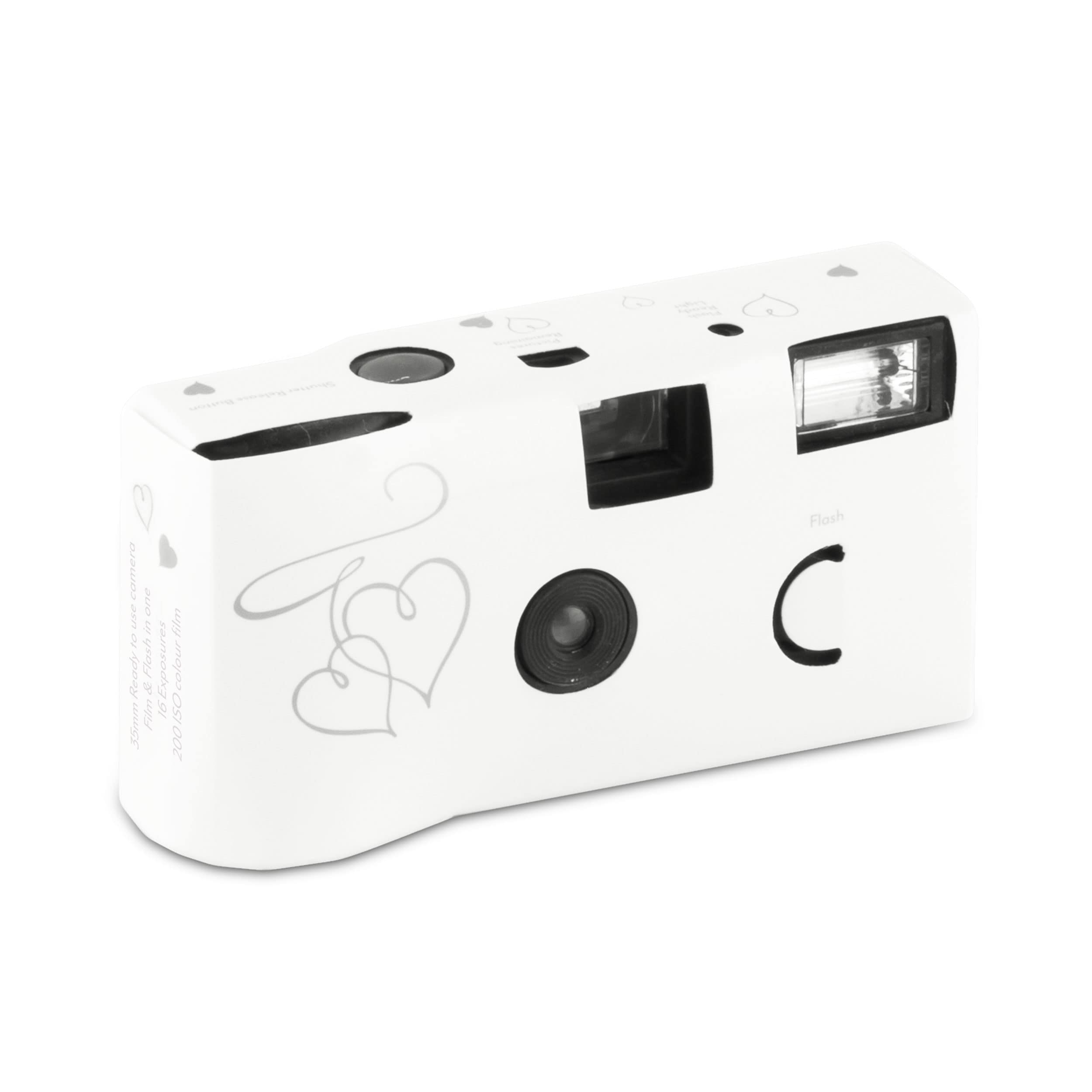 Weddingstar Disposable Camera with Flash - Silver Enchanted Hearts (10 PACK)