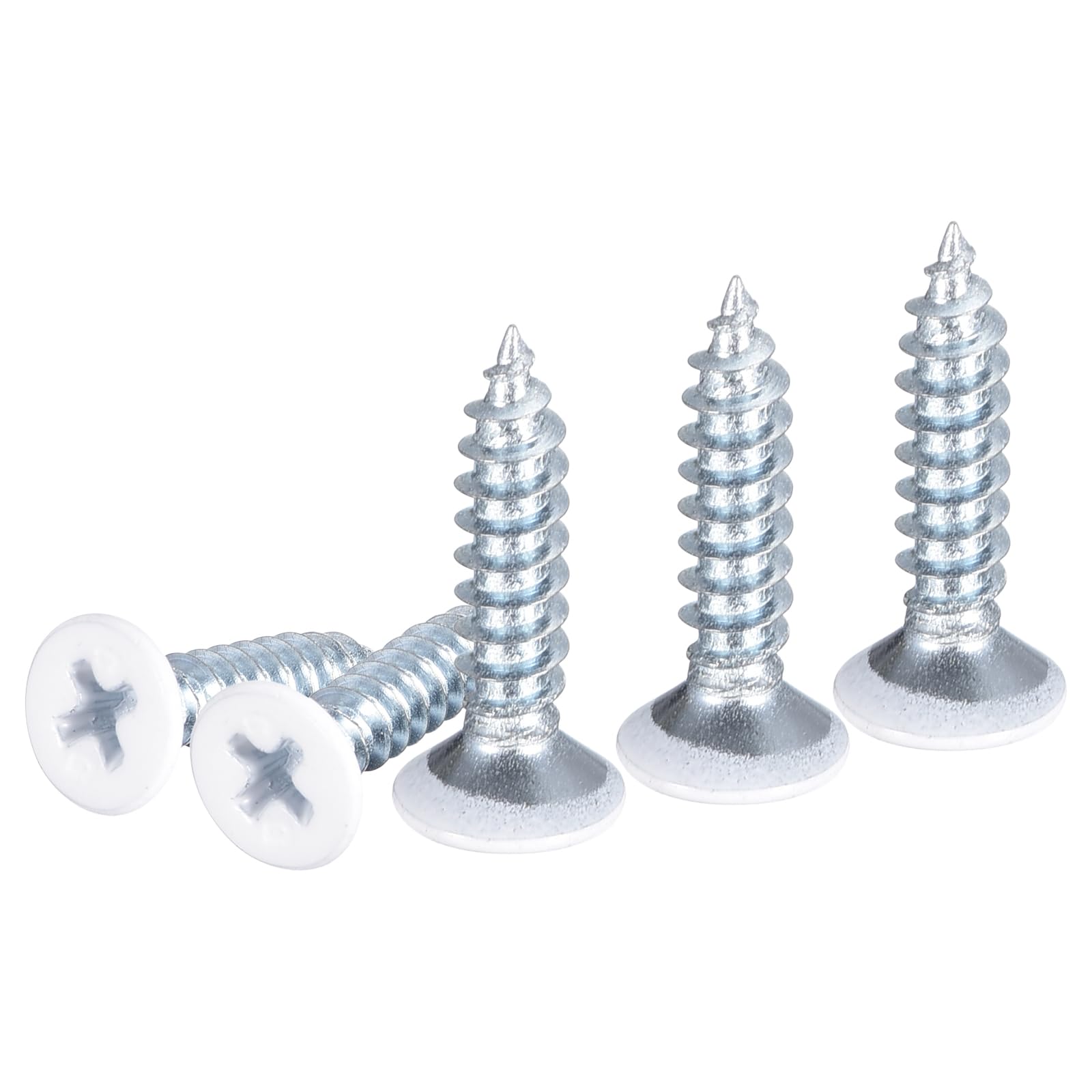 DTGN 100Pcs ST4.2x19mm Self Drilling Screws, Carbon Steel White Flat Head Phillips Sheet Metal Screw - Good for Wood to Metal, Furniture - White — image 1
