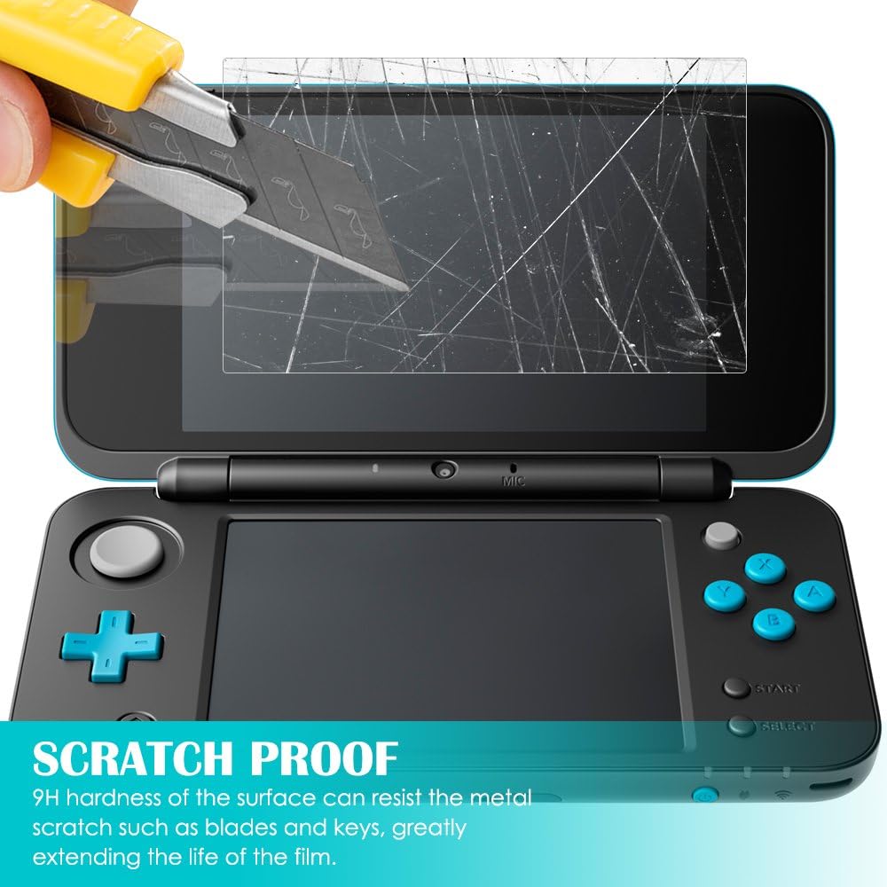 AFUNTA Screen Protector Compatible Nintendo 2DS XL, 2 Pack (4 Pcs) Tempered Glass for Top and Bottom Screen, 2DS Protective Films Accessory: Computers & Accessories